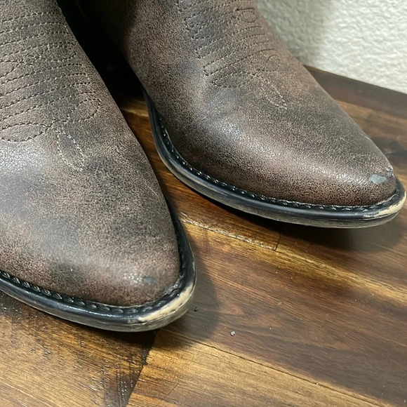American Rag Western Cowboy Cowgirl Chocolate brown Faux Leather Rodeo Boots 7.5 - Picture 15 of 16